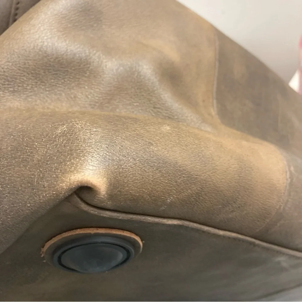 LL bean vintage brown leather weathered duffle bag